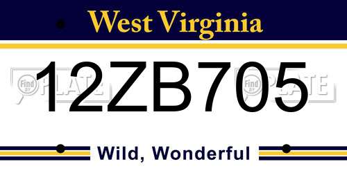 12ZB705 West Virginia License Plate
