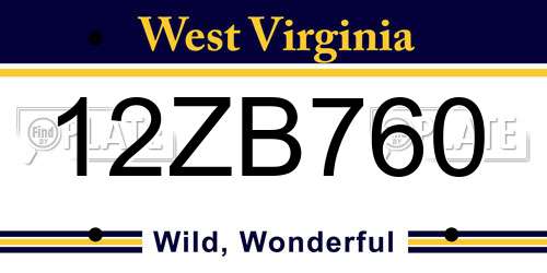 12ZB760 West Virginia License Plate