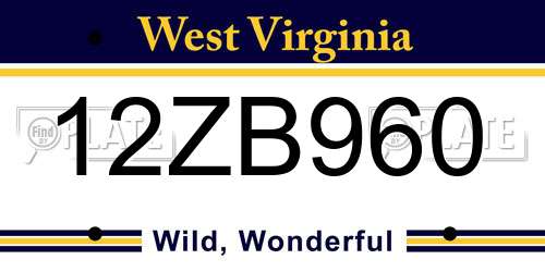 12ZB960 West Virginia License Plate