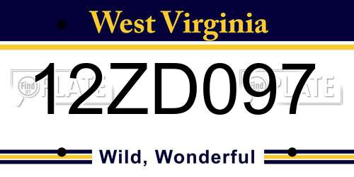 12ZD097 West Virginia License Plate