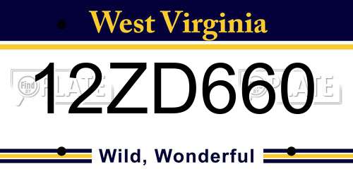 12ZD660 West Virginia License Plate