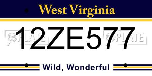 12ZE577 West Virginia License Plate