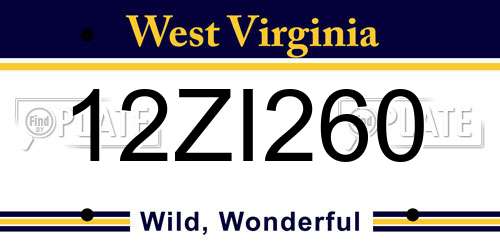 12ZI260 West Virginia License Plate