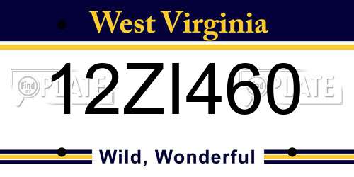 12ZI460 West Virginia License Plate