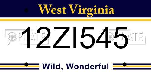 12ZI545 West Virginia License Plate