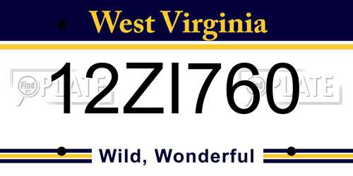 12ZI760 West Virginia License Plate
