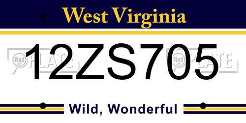 12ZS705 West Virginia License Plate