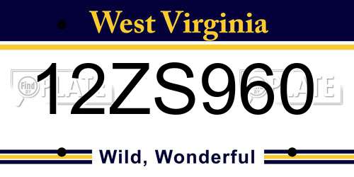 12ZS960 West Virginia License Plate