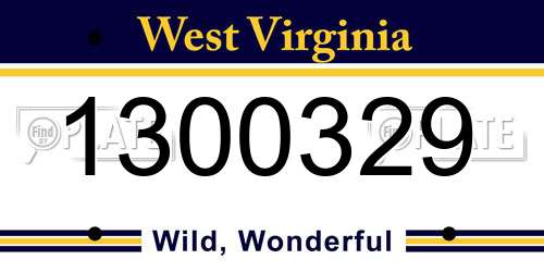 1300329 West Virginia License Plate