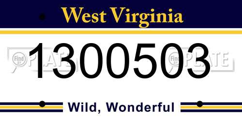 1300503 West Virginia License Plate