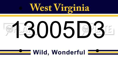 13005D3 West Virginia License Plate