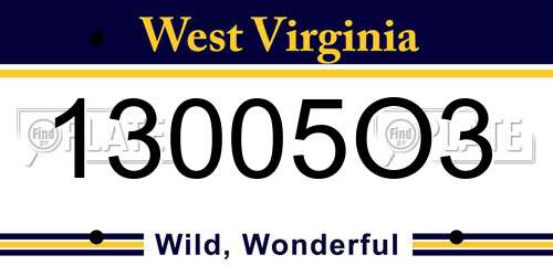 13005O3 West Virginia License Plate