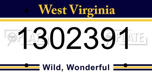 1302391 West Virginia License Plate