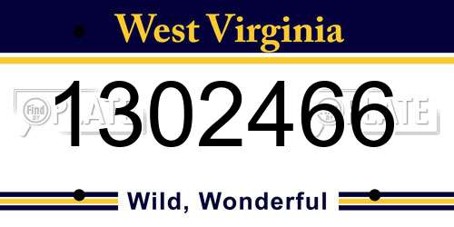 1302466 West Virginia License Plate
