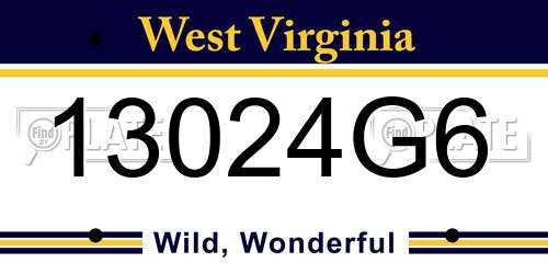 13024G6 West Virginia License Plate