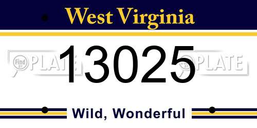 13025 West Virginia License Plate