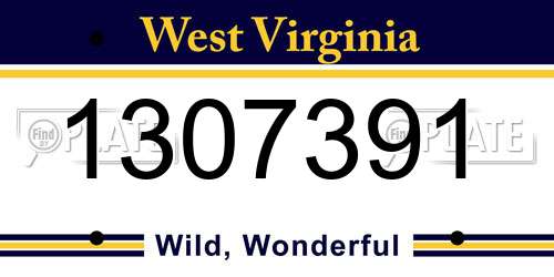 1307391 West Virginia License Plate