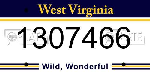 1307466 West Virginia License Plate