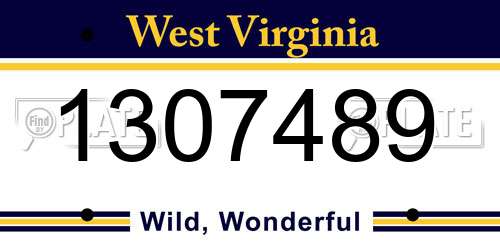 1307489 West Virginia License Plate
