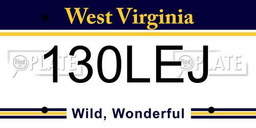 130LEJ West Virginia License Plate