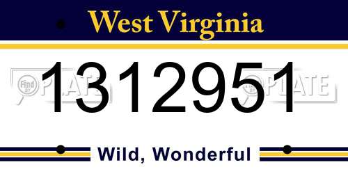 1312951 West Virginia License Plate