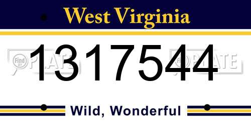1317544 West Virginia License Plate