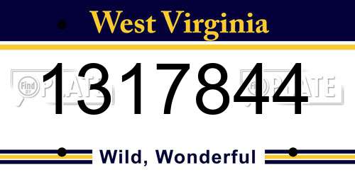 1317844 West Virginia License Plate