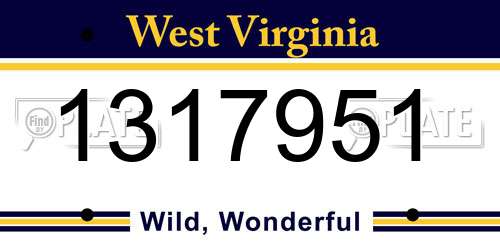 1317951 West Virginia License Plate