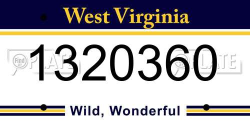 1320360 West Virginia License Plate