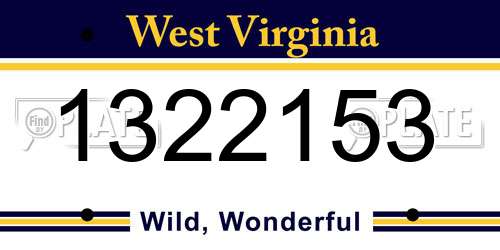 1322153 West Virginia License Plate