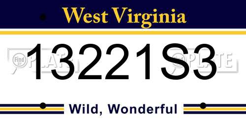 13221S3 West Virginia License Plate