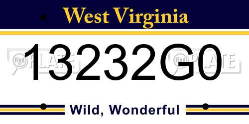 13232G0 West Virginia License Plate
