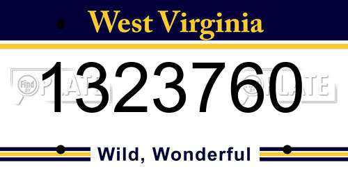 1323760 West Virginia License Plate
