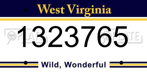 1323765 West Virginia License Plate
