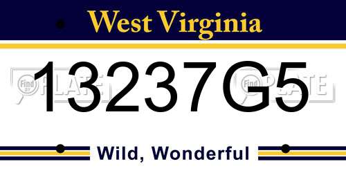 13237G5 West Virginia License Plate