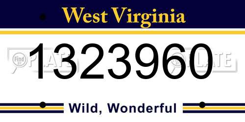1323960 West Virginia License Plate