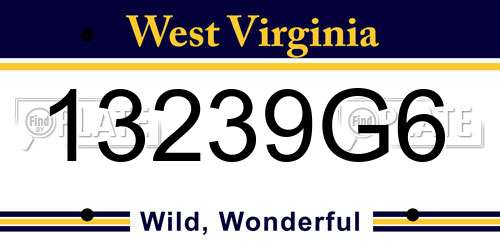 13239G6 West Virginia License Plate