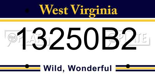 13250B2 West Virginia License Plate