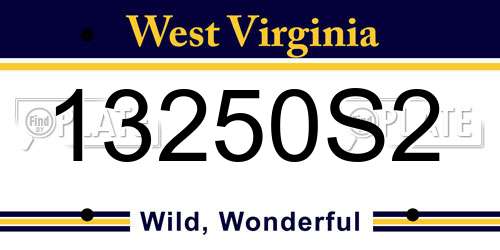 13250S2 West Virginia License Plate