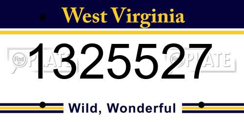 1325527 West Virginia License Plate