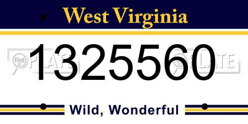 1325560 West Virginia License Plate