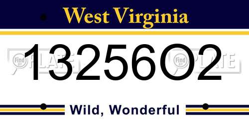 13256O2 West Virginia License Plate