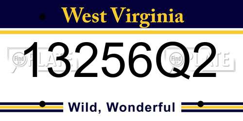 13256Q2 West Virginia License Plate