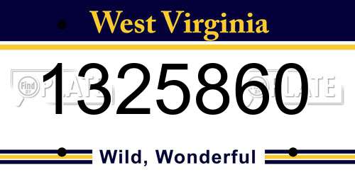 1325860 West Virginia License Plate