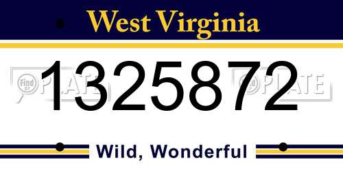1325872 West Virginia License Plate