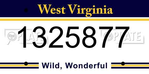 1325877 West Virginia License Plate