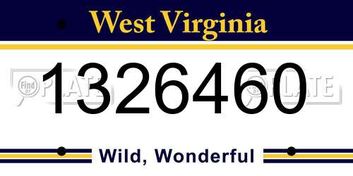 1326460 West Virginia License Plate