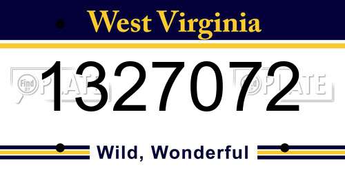 1327072 West Virginia License Plate