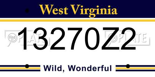 13270Z2 West Virginia License Plate