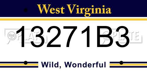 13271B3 West Virginia License Plate